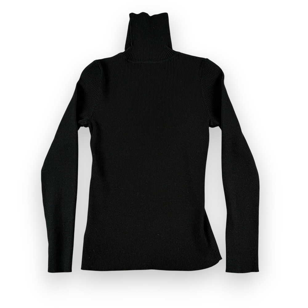 Lauren by Ralph Lauren Sweater Womens S Black Ribbed Knit Long Sleeve Turtleneck